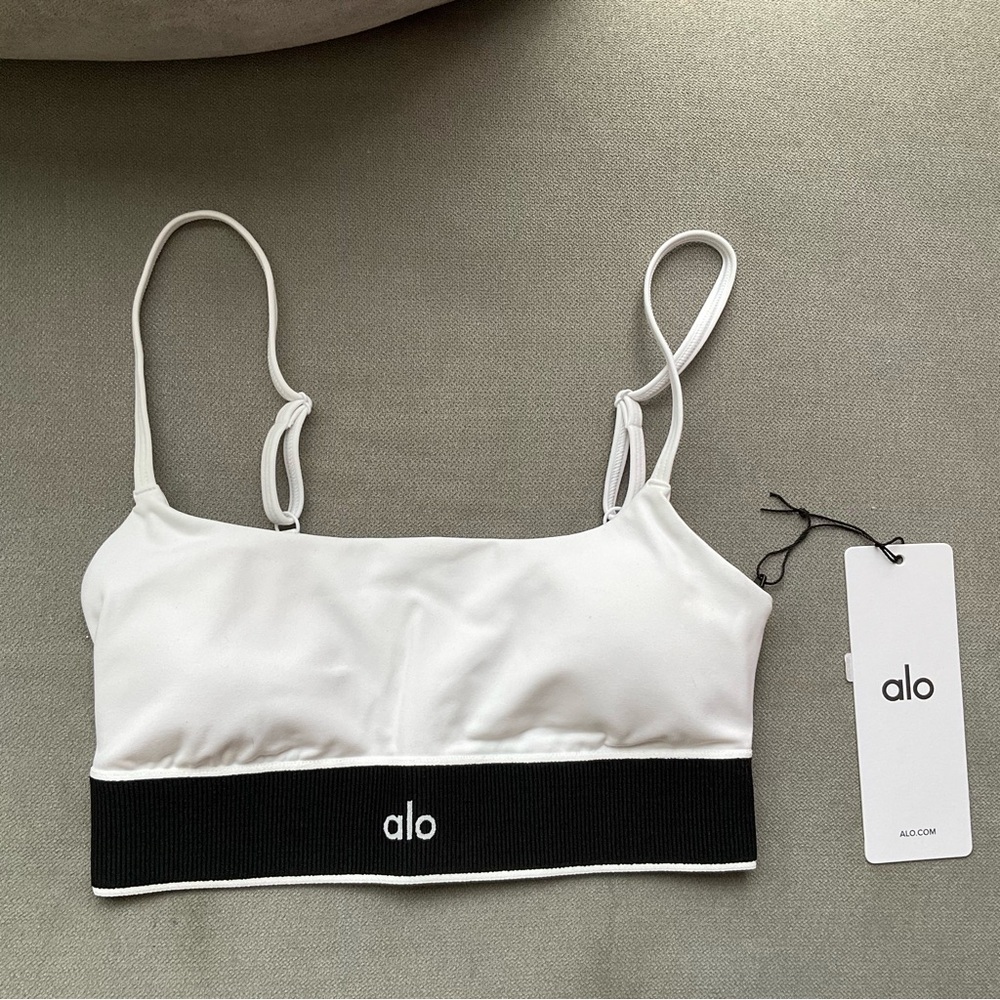 ALO Softsculpt Amp It Up Bra White/Black XXS - Picture 6 of 8